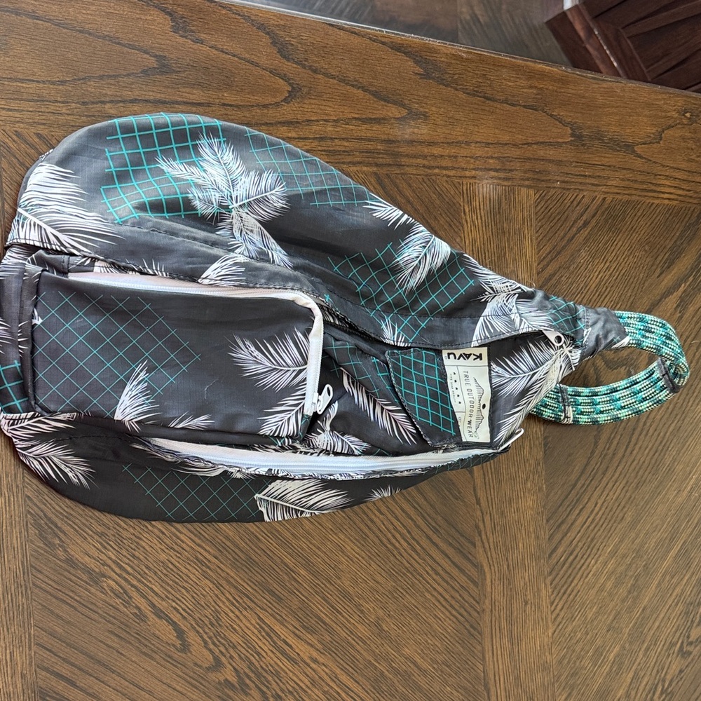 Kavu Black and Teal Patterned Backpack